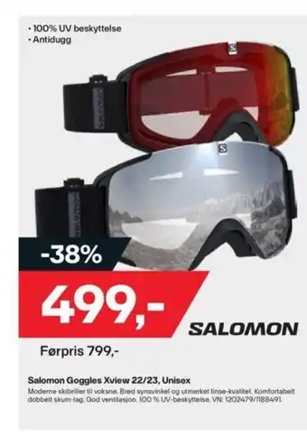XXL Sport Salomon Goggles Xview 22/23, Unisex tilbud
