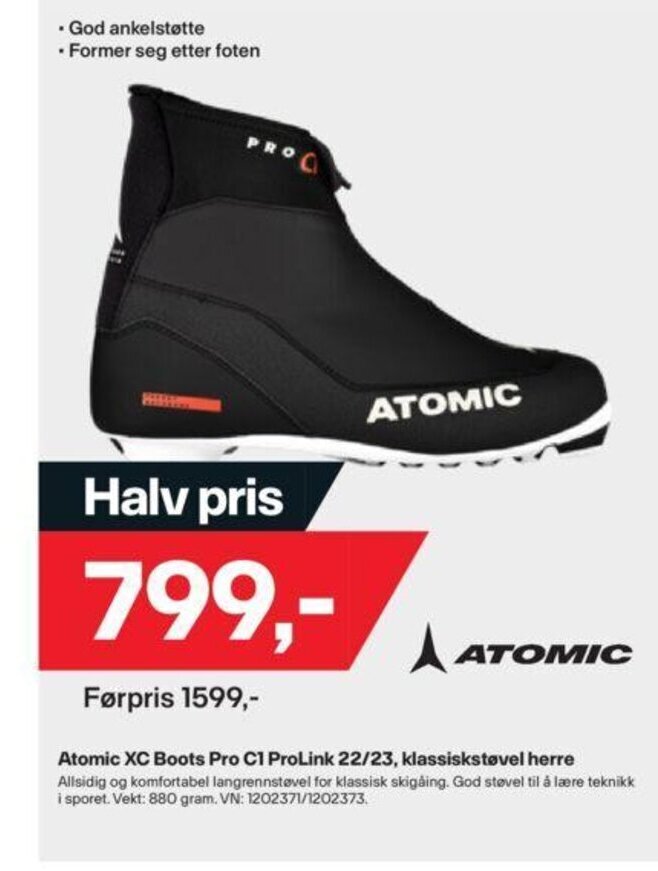 XXL Sport Atomic XC Boots Pro C1 Prolink 22/23, klassiskstøvel herre tilbud