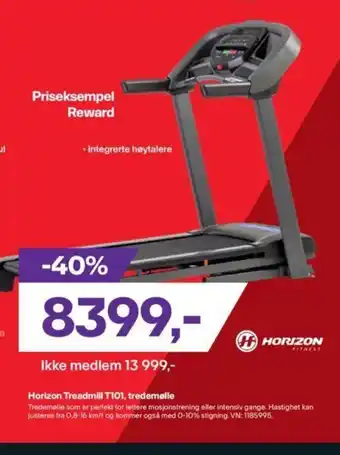 XXL Sport Horizon Treadmill T101, Tredemølle tilbud