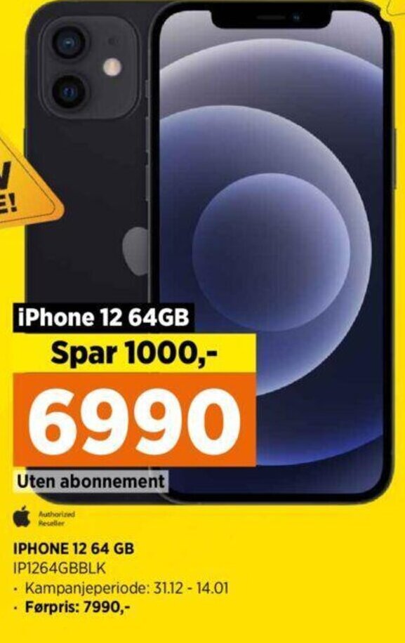 POWER IPhone 12 64 GB IP1264GBBLK tilbud