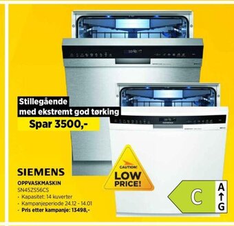 POWER Siemens Oppvaskmaskin SN45ZS56CS tilbud