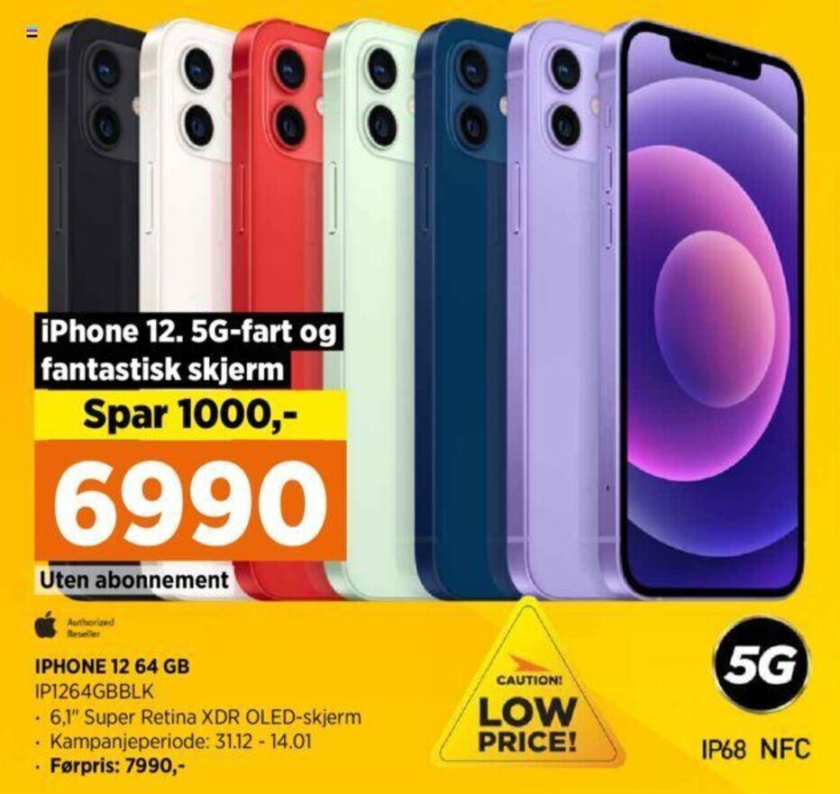POWER IPhone 12 64 GB IP1264GBBLK tilbud