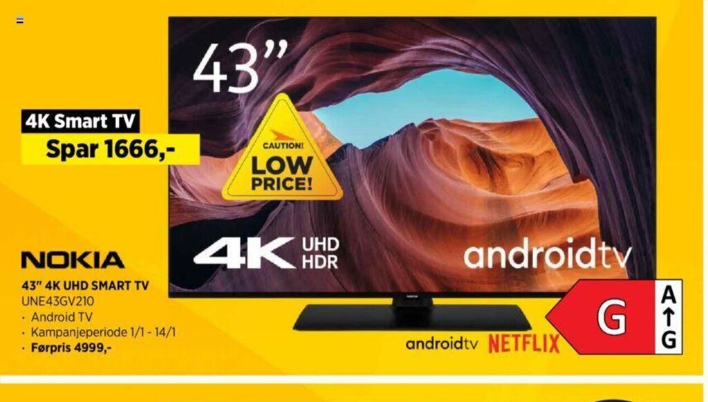 POWER Nokia 43" 4K UHD Smart TV UNE43GV210 tilbud
