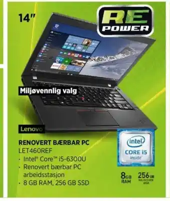 POWER Lenovo Renovert Bærbar PC LET460REF tilbud