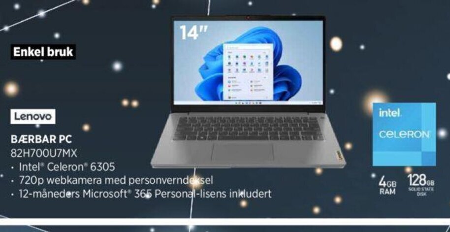 POWER Lenovo Bærbar PC 82H700U7MX tilbud