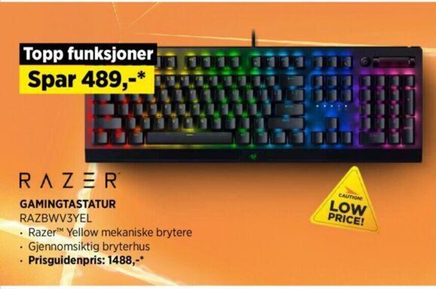 POWER Razer Gamingtastatur RAZBWV3YEL tilbud