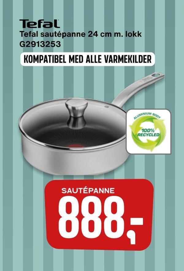 Skousen Tefal sautépanne 24 cm m lokk g2913253 tilbud