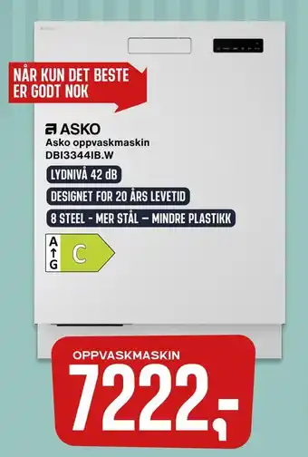 Skousen Asko oppvaskmaskin dbi3344ib.w tilbud