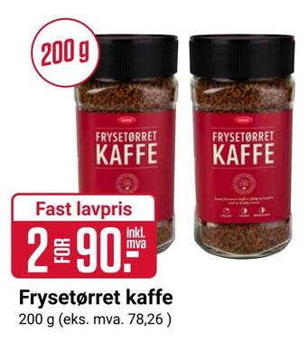 Europris Frysetørret kaffe tilbud