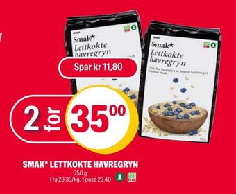 Coop Extra Smak* lettkokte havregryn tilbud