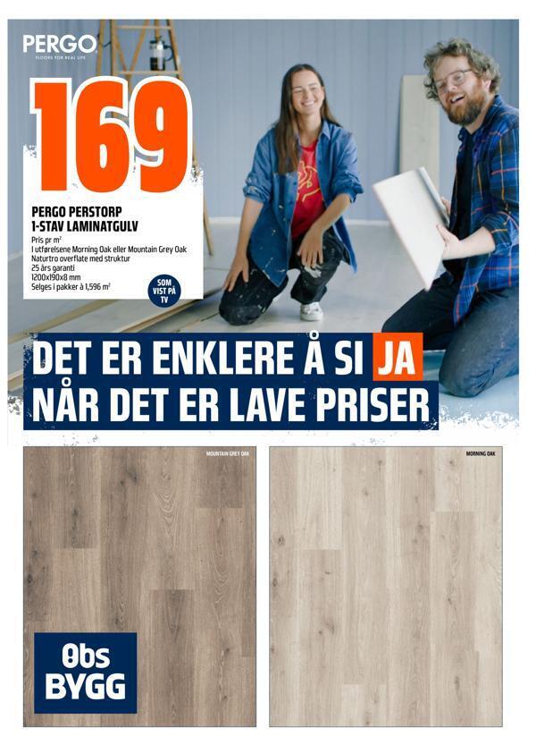 Obs Bygg Pergo perstorp 1-stav laminatgulv tilbud