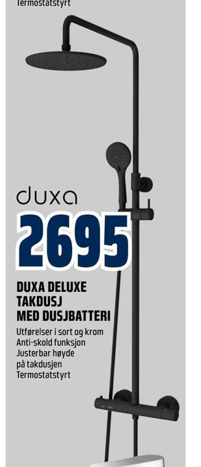 Obs Bygg Duxa deluxe takdusj med dusjbatteri tilbud