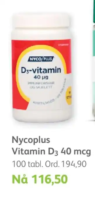 Vitusapotek Nycoplus vitamin d 3 40 mcg tilbud
