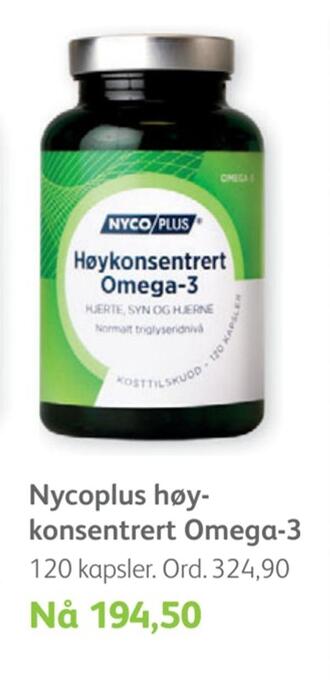 Vitusapotek Nycoplus høykonsentrert omega-3 tilbud
