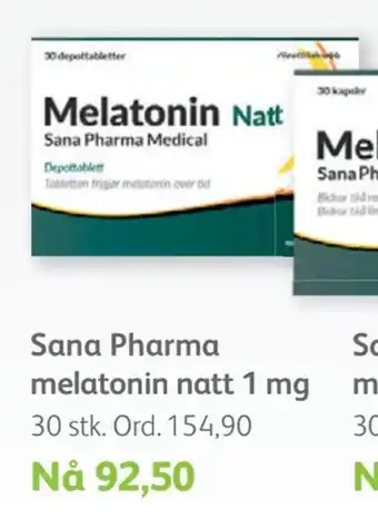 Vitusapotek Sana pharma melatonin natt 1 mg tilbud