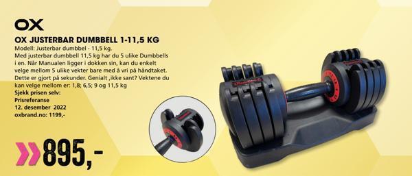 Sport Outlet Ox justerbar dumbbell 1-11,5 kg tilbud