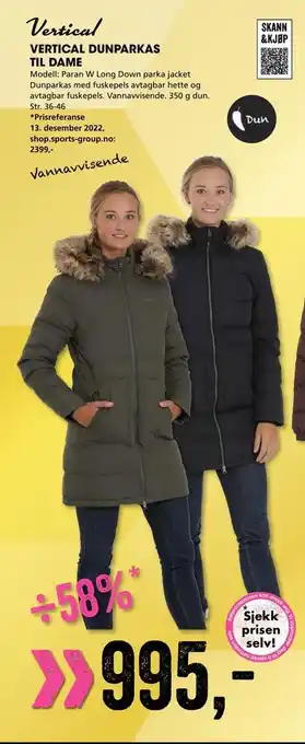 Sport Outlet Vertical dunparkas til dame tilbud
