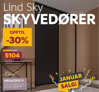 Megaflis Lind sky skyvedør black velour med klart speil, 1800 x 2400 mm tilbud