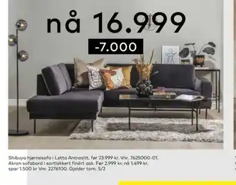 Skeidar Shibuya Hjørnesofa i Letto Antrasitt tilbud