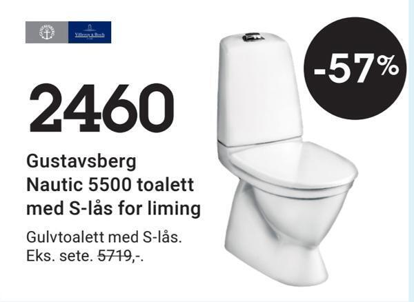 Baderingen Gustavsberg nautic 5500 toalett med s-lås for liming tilbud