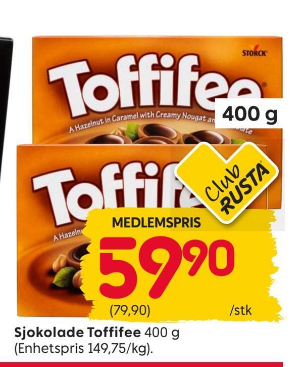 Rusta Sjokolade toffifee tilbud