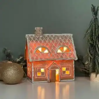 Lampehuset Pepperkakehus med led lys brun 21,5 cm tilbud