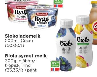 Meny Biola syrnet melk tilbud