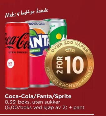 Meny Coca-cola/fanta/sprite tilbud