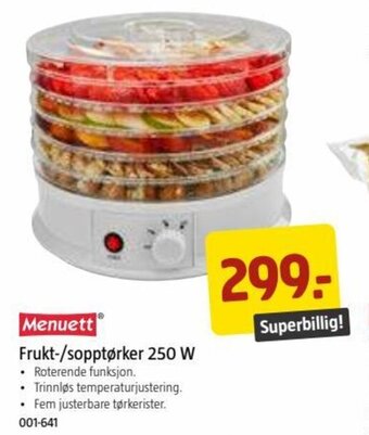 Jula Frukt-/Sopptørker 250 W tilbud
