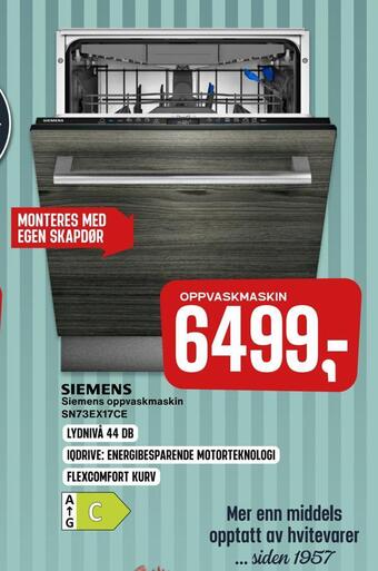 Skousen Siemens oppvaskmaskin sn73ex17ce tilbud