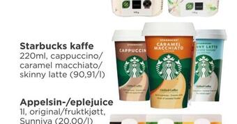 Meny Starbucks kaffe tilbud