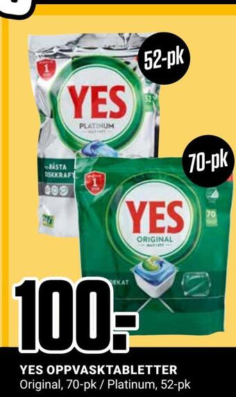 Europris Yes oppvasktabletter tilbud