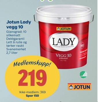 Coop Byggmix Jotun lady vegg 10 tilbud