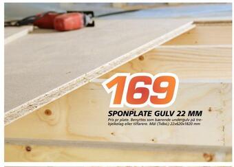 Coop Byggmix Sponplate gulv 22 mm tilbud
