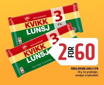 Coop Prix Freia kvikk lunsj 3pk tilbud