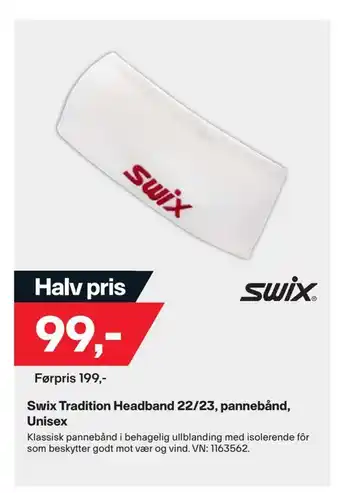 XXL Sport Swix tradition headband 22/23, pannebånd, unisex tilbud