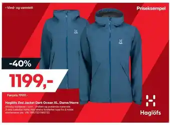 XXL Sport Haglöfs zed jacket dark ocean xl, dame/herre tilbud