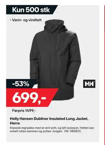 XXL Sport Helly hansen dubliner insulated long jacket, herre tilbud