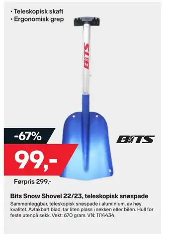 XXL Sport Bits snow shovel 22/23, teleskopisk snøspade tilbud