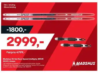 XXL Sport Madshus xc set race speed intelligrip, move 22/23, unisex tilbud