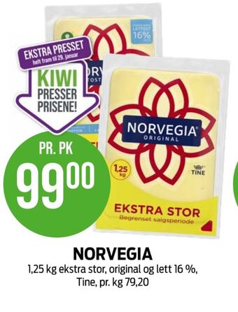 Kiwi Norvegia skæreost tilbud