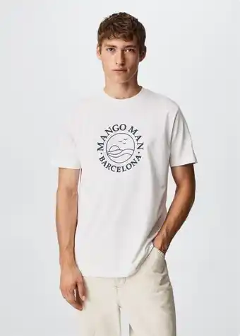 Mango T-skjorte i bomull med logo tilbud