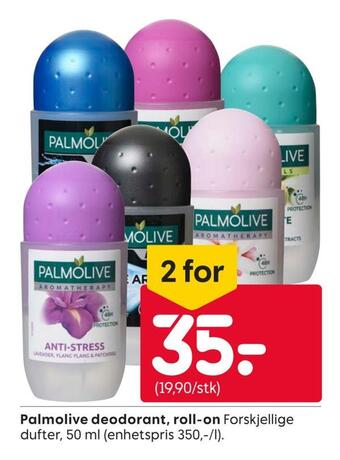 Rusta Palmolive deodorant, roll-on tilbud