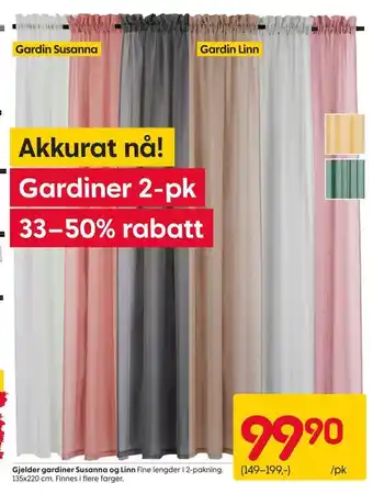 Rusta Gjelder gardiner susanna og linn tilbud