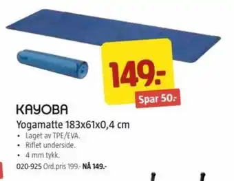 Jula Yogamatte 183x61x0.4cm tilbud