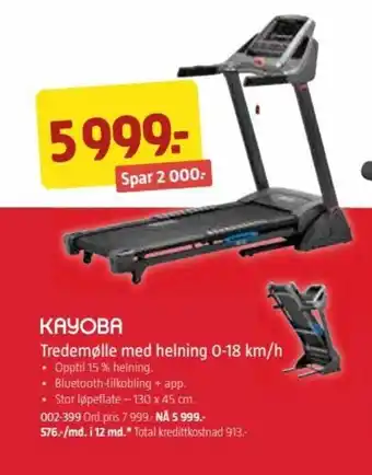 Jula Tredemølle Med Helning 0-18 km/h tilbud