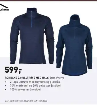 Rondane 2.0 Ulltrøye Med Hals ,Dame/herre