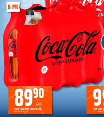 Coop Obs Coca-cola uten sukker 8 pk tilbud
