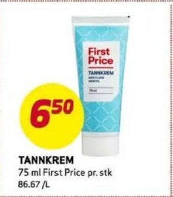 Bunnpris First price tannkrem tilbud