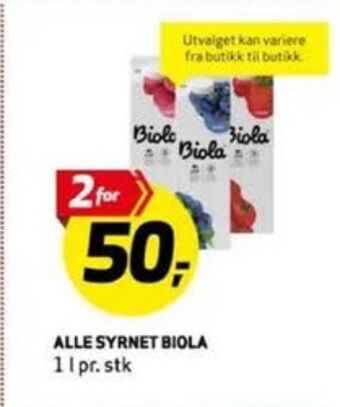 Bunnpris Biola syrnet melk tilbud